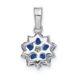 14k White Gold Sapphire and Diamond Floral Pendant - Image 4