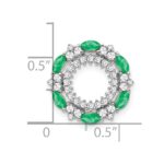 14k White Gold Marquise Emerald and Diamond Circle Chain Slide - Image 3