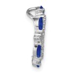 14k White Gold Marquise Sapphire and Diamond Circle Chain Slide - Image 2
