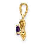 14k 4mm Round February/Amethyst Triangle Pendant - Image 2