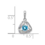 14k White Gold 4mm Round December/Blue Topaz Triangle Pendant - Image 2