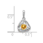 14k White Gold 4mm Round November/Citrine Triangle Pendant - Image 2