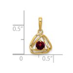 14k 4mm Round January/Garnet Triangle Pendant - Image 2