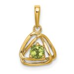 14k 4mm Round August/Peridot Triangle Pendant
