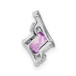 10k White Gold Cushion Amethyst and Diamond Chain Slide - Image 4