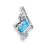 Sterling Silver Antique Cushion Blue Topaz and Diamond Pendant - Image 3