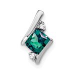 14k White Gold 7mm Cushion June/Lab Created Alexandrite and Diamond Chain Slide