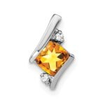 10k White Gold Cushion Citrine and Diamond Chain Slide