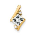 10k Yellow Gold Cushion White Topaz and Diamond Chain Slide