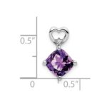 14k White Gold 7mm Cushion February/Amethyst and Diamond Heart Chain Slide - Image 3