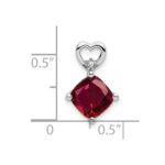 14k White Gold 7mm Cushion July/Lab Created Ruby and Diamond Heart Chain Slide - Image 2