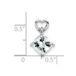 14k White Gold 7mm Cushion April/White Topaz and Diamond Heart Chain Slide - Image 2