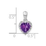 Sterling Silver Rhodium-plated Amethyst and Diamond Pendant - Image 3