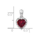 Sterling Silver Rhodium-plated Created Ruby and Diamond Pendant - Image 3