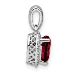 14k White Gold 1/15 carat Lab Grown Diamond VS/SI+ G+ and Lab Created Ruby Heart Pendant - Image 2