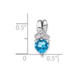 Sterling Silver Rhodium-plated Blue Topaz and Diamond Pendant - Image 2