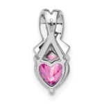 Sterling Silver Rhod-plated Created Pink Sapphire/Diamond Pendant - Image 3