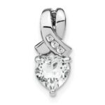 Sterling Silver Rhodium-plated White Topaz and Diamond Pendant
