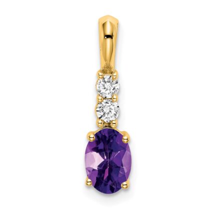 14K 7x5 Oval February/Amethyst and Diamond Pendant