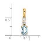 14K 7x5 Oval March/Aquamarine and Diamond Pendant - Image 2