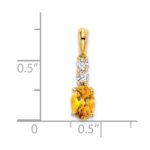 14K 7x5 Oval November/Citrine and Diamond Pendant - Image 2