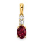 14K 7x5 Oval July/Lab Created Ruby and Diamond Pendant