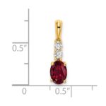 14K 7x5 Oval July/Lab Created Ruby and Diamond Pendant - Image 2