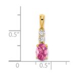 14K 7x5 Oval October/Pink Tourmaline and Diamond Pendant - Image 2