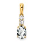 14K 7x5 Oval April/White Topaz and Diamond Pendant