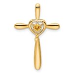 14k November/Citrine Cross with Heart Chain Slide