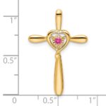 14k October/Pink Tourmaline Cross with Heart Chain Slide - Image 2