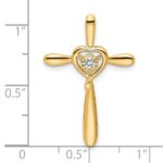 14k April/White Topaz Cross with Heart Chain Slide - Image 2