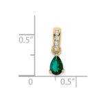14K 6x4 Pear May/Lab Created Emerald and Diamond Pendant - Image 2