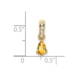 10k Yellow Gold Pear Citrine and Diamond Pendant - Image 2