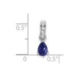 14k White Gold 6x4 Pear September/Lab Created Sapphire and Diamond Pendant - Image 2
