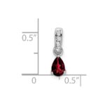 10k White Gold Pear Garnet and Diamond Pendant - Image 2