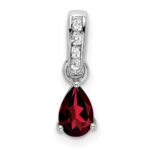 14k White Gold 6x4 Pear January/Garnet and Diamond Pendant