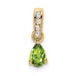 14K 6x4 Pear August/Peridot and Diamond Pendant