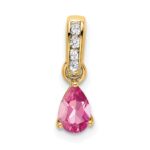 14K 6x4 Pear October/Pink Tourmaline and Diamond Pendant