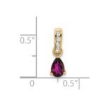 14K 6x4 Pear June/Rhodolite Garnet and Diamond Pendant - Image 2