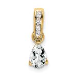 14K 6x4 Pear April/White Topaz and Diamond Pendant