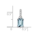 10k White Gold Aquamarine and Diamond Pendant - Image 2