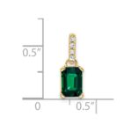 14k 7x5 Emerald-cut May/Lab Created Emerald and Diamond Pendant - Image 2