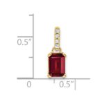 10k Yellow Gold Created Ruby and Diamond Pendant - Image 2