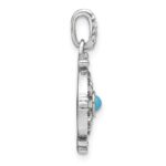14k White Gold Turquoise and White Topaz Pendant - Image 2