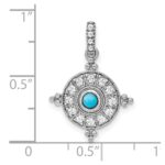 14k White Gold Turquoise and White Topaz Pendant - Image 3