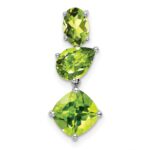 14k White Gold Oval/Pear/Cushion Peridot Chain Slide