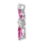 14k White Gold Lab Created Pink Sapphire and Lab Created Opal Chain Slide - Image 2