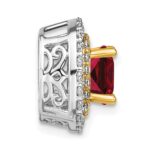 14k Two Tone 1/2 carat Lab Grown Diamond VS/SI+ G+ and Lab Created Ruby Chain Slide Pendant - Image 2
