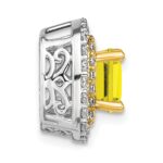 14k Two Tone 1/2 carat Lab Grown Diamond VS/SI+ G+ and Lab Created Yellow Sapphire Chain Slide Pendant - Image 2